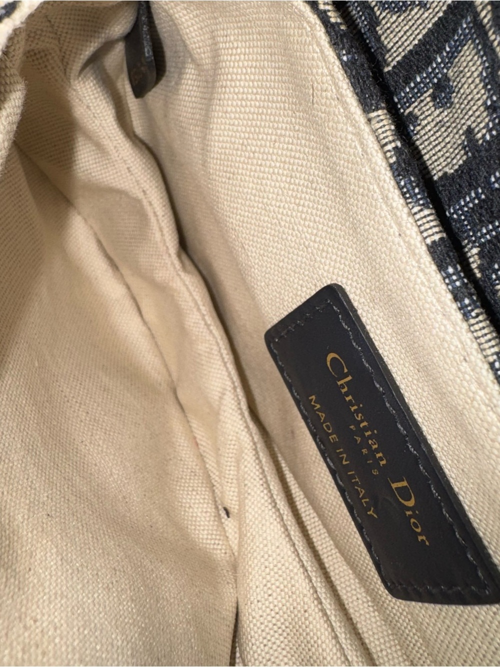 Christian Dior Blue and Beige Saddle Logo Canvas Shoulder Bag Mini with strap - Picture 6 of 7